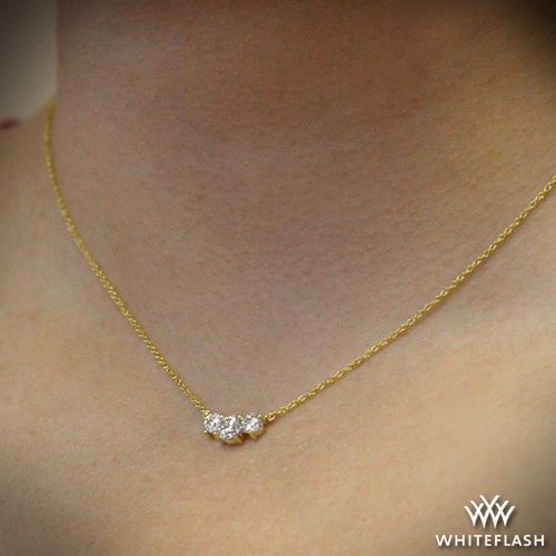 3 Stone Diamond Necklace Pendant For Women In 14K White Gold | Fascinating  Diamonds