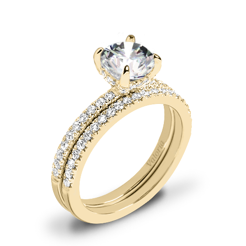 Valoria Petite Pave Basket Diamond Wedding Set