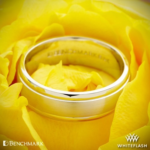 14k White Gold Benchmark Comfort Fit Wedding Ring with Spin Satin Finish