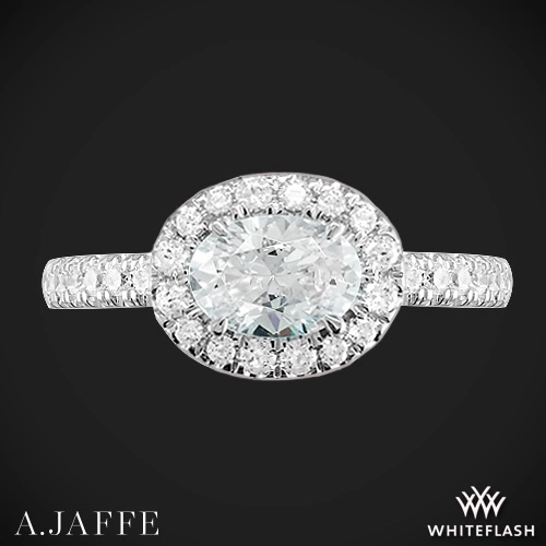 14k White Gold A. Jaffe ME2264Q Pirouette Halo Diamond Engagement Ring