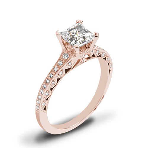 Tacori 2616PR Classic Crescent Pave Diamond Engagement Ring for Princess