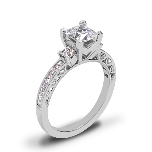 Tacori HT2430SM Classic Crescent Three Stone Engagement Ring for Princess