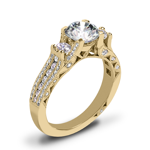 Tacori HT2514RD Classic Crescent Pave Three Stone Engagement Ring