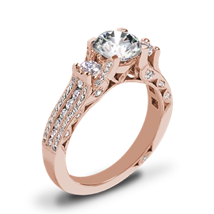 Tacori HT2514RD Classic Crescent Pave Three Stone Engagement Ring