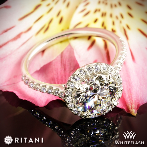 Ritani 1RZ1323 French-Set Halo Diamond Engagement Ring