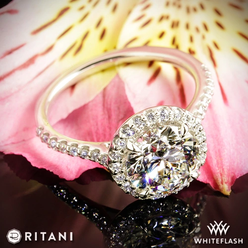 Ritani 1RZ1323 French-Set Halo Diamond Engagement Ring