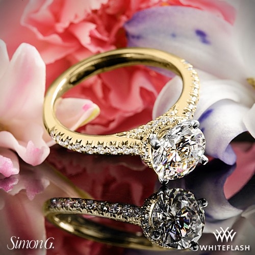 18k Yellow Gold Simon G. LR2350 Underhalo Diamond Engagement Ring