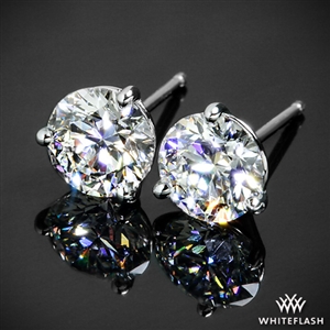 14K White Gold Solitaire Diamond Earrings Pressure Set Diamond Earring Stud  Gift