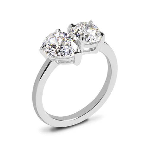 Valoria Pear Two Stone Solitaire Engagement Ring