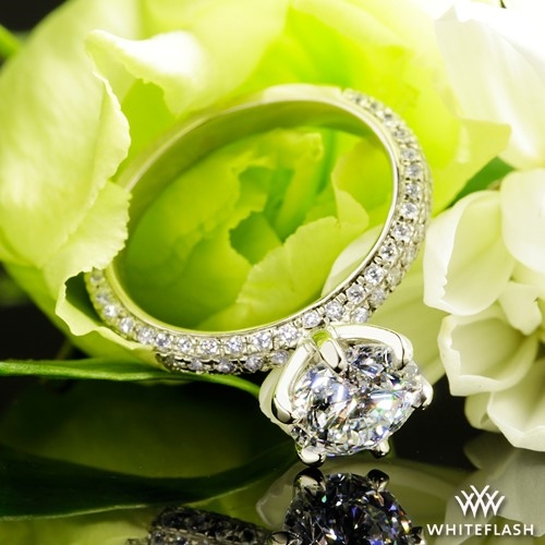 Custom Rounded Pave Diamond Engagement Ring