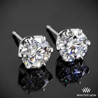 6 Prong Crown Diamond Earrings