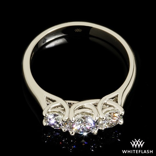 14k White Gold Trellis 3-Stone Engagement Ring