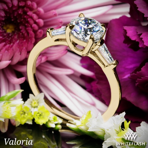18k Yellow Gold Valoria Tapered Baguette 3 Stone Engagement Ring