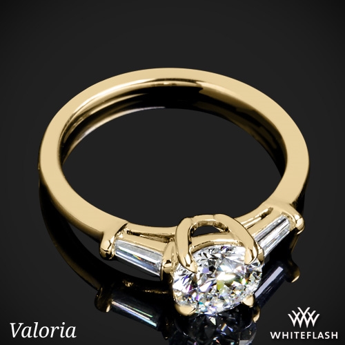 14k Yellow Gold Valoria Tapered Baguette 3 Stone Engagement Ring