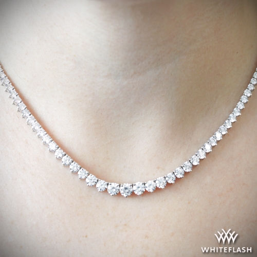 ThreeProng Graduated Diamond Tennis Necklace 6871