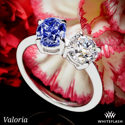 14k White Gold Valoria Oval Two Stone Right Hand Ring
