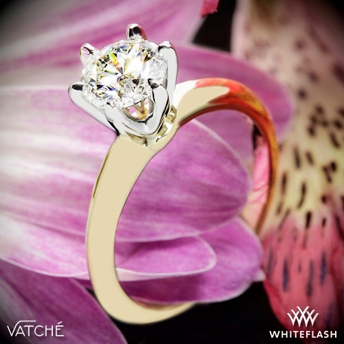 18k Yellow Gold with Platinum Head Vatche U-113 6-Prong Solitaire Engagement Ring