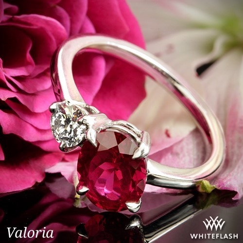 Valoria Oval Two Stone Right Hand Ring with Ruby