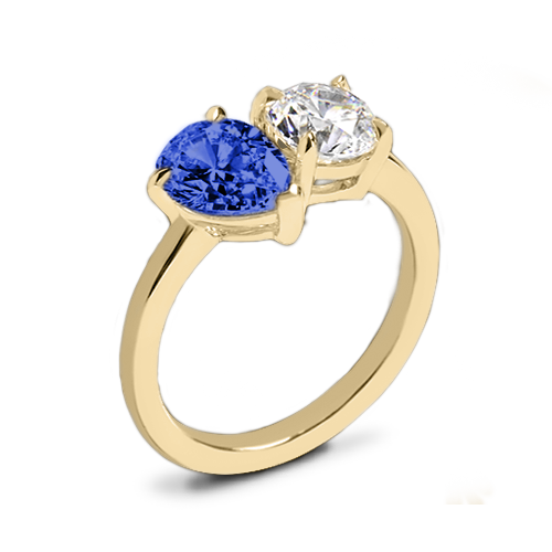 Valoria Pear Two Stone Right Hand Ring - Setting Only