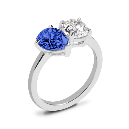 Valoria Pear Two Stone Right Hand Ring - Setting Only