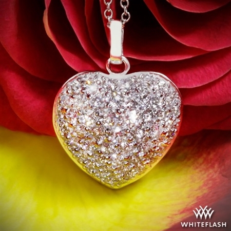 Domed Heart Pave Diamond Pendant