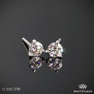 3 Prong Martini Diamond Earrings