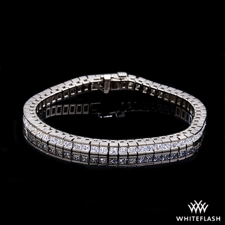 3.7ctw 14k White Gold Princess Diamond Tennis Bracelet