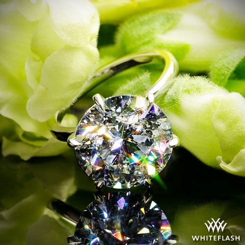 14k White Gold 6 Prong Solitaire Engagement Ring