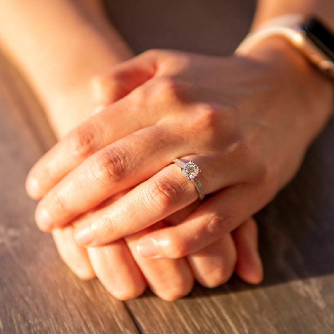 Diamond Engagement Ring on Hand