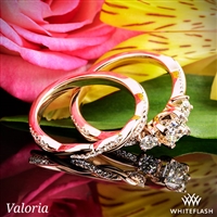 Valoria Flora Twist Three Stone Diamond Wedding Set