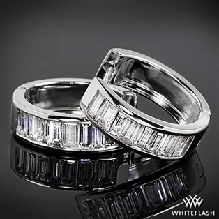 Channel-Set Baguette Diamond Hoop Earrings
