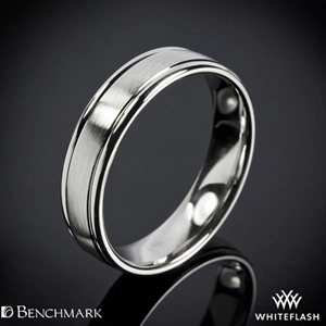 Benchmark Comfort Fit Wedding Ring with Spin Satin Finish