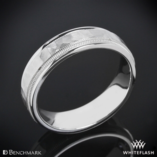 Benchmark Hammered Milgrain Wedding Ring