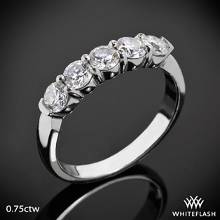 Five Stone Shared-Prong Diamond Wedding Ring