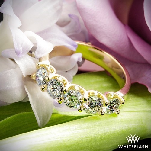 18k Yellow Gold Semi Custom Skye 5 Stone U Prong Ring