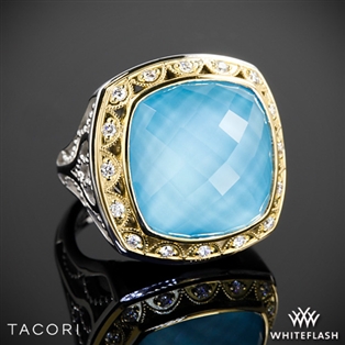 Tacori SR101Y05 Barbados Blue Clear Quartz over Neolite Turquoise and Diamond Ring