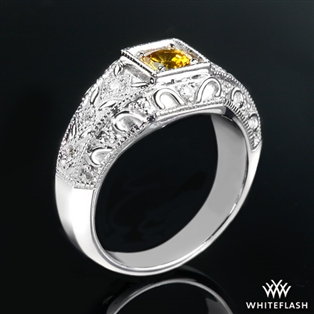 Yellow Sapphire and Diamond Right Hand Ring