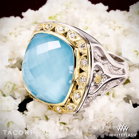 Tacori SR101Y05 Barbados Blue Clear Quartz over Neolite Turquoise and Diamond Ring