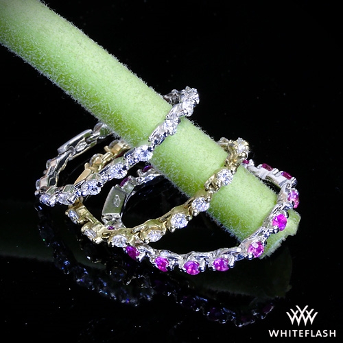 18k Yellow Gold Flexible Stack Ring with White Diamonds