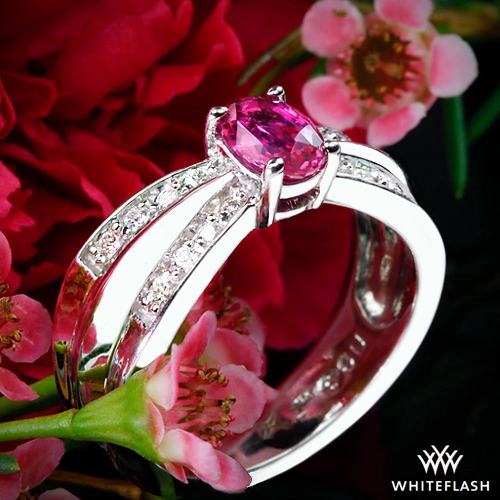 Pink Sapphire and Diamond Right Hand Ring