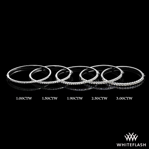 14k White Gold Shared-Prong Diamond Bangle