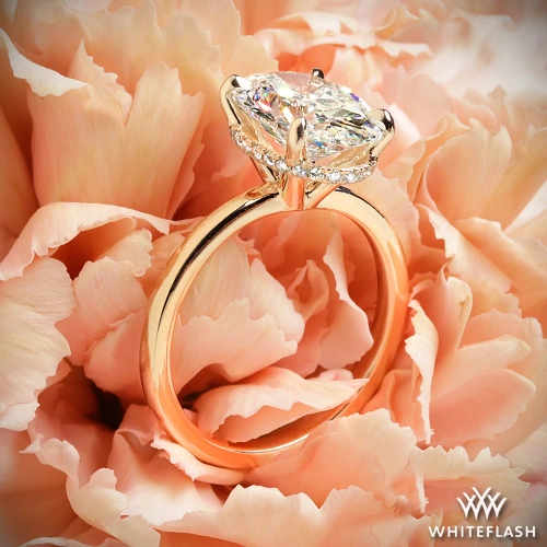Custom Solitaire Engagement Ring with Hidden Halo
