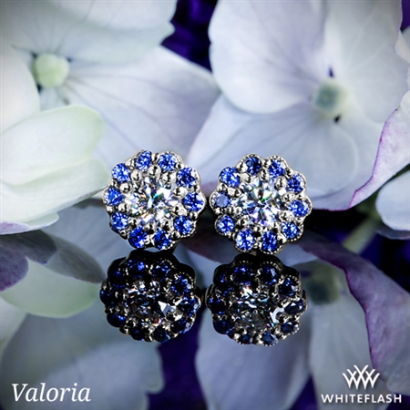 Valoria Blue Sapphire and Diamond Flower Earrings