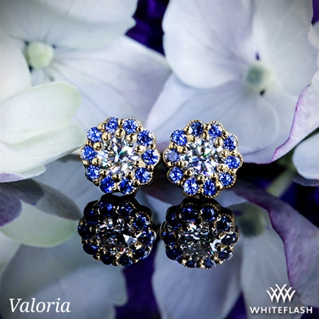 Valoria Blue Sapphire and Diamond Flower Earrings