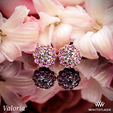 Valoria Pink Sapphire and Diamond Flower Earrings