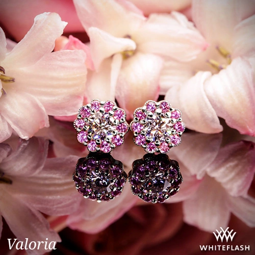 Valoria Pink Sapphire and Diamond Flower Earrings