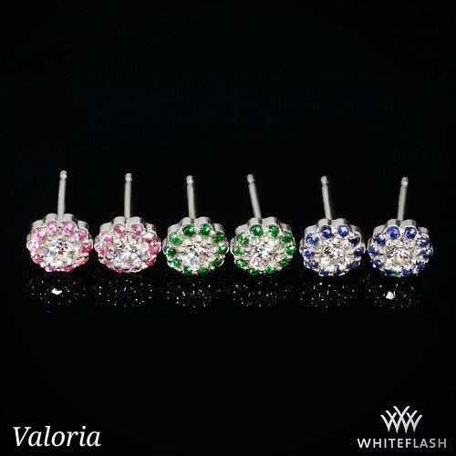 14k White Gold Valoria Blue Sapphire and Diamond Flower Earrings