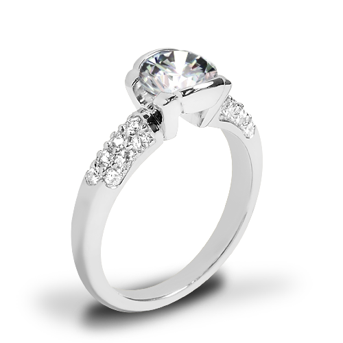 Symphony Half-Bezel Pave Diamond Engagement Ring