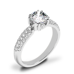Rhapsody U-Prong 3 Row Pave Diamond Engagement Ring