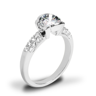 Symphony Half-Bezel Pave Diamond Engagement Ring
